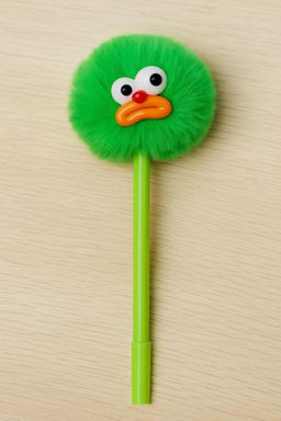 Ручка с помпоном "The sad monster", green