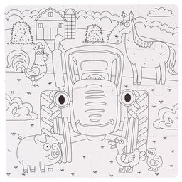 Пазл-раскраска 2 в 1 Синий трактор на ферме  фото 3