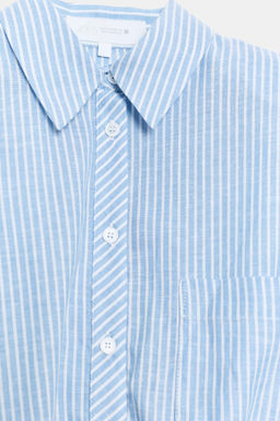CAMISA CORTA RAYAS HOMBRERAS / Azul / Blanco