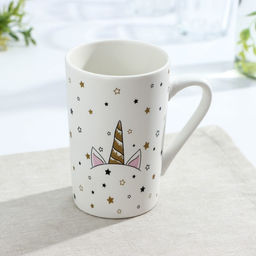 Кружка фарфоровая Доляна Единорог в звёздах, 380 мл, цвет белый