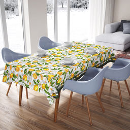 Скатерть 120х145см Лимон, длина стола до 105см, на 4 персоны, рогожка (хлопок 100%) 171г/м2, упаковка классическая, пакет ПВХ 28х41см, Домашняя мода (Россия)