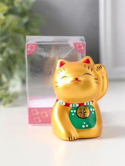 Фигурка керамика «Котик Манэки-нэко золотой», 5.3×7.3×6 см