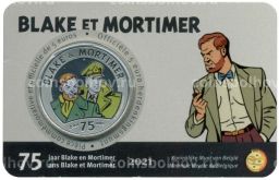 5 евро 2021 года Бельгия 75 лет комиксу Блейк и Мортимер (цветное покрытие, в блистере)