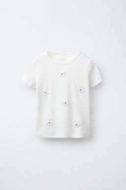 RIBBED T-SHIRT WITH JEWEL APPLIQU_