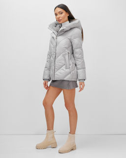 Куртка зимняя женская из овчина стильная и модная серого цвета 7348Sr - Visdeer фото 4