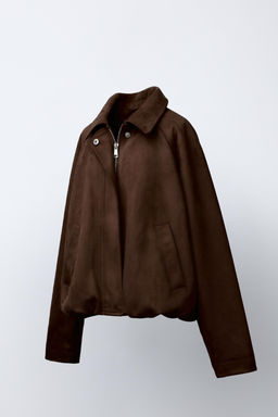 CAZADORA BOMBER EFECTO ANTE / Chocolate