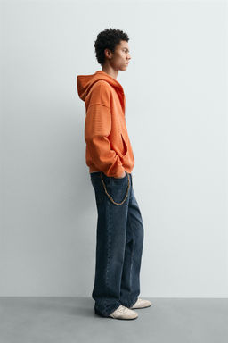 SUDADERA WAFFLE LAVADA CAPUCHA / Naranja - Zara фото 4