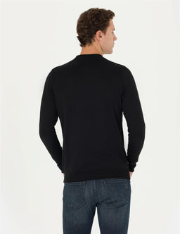 Siyah Slim Fit Yar_m Bal_k__ Yaka Basic Triko Kazak - Pierre cardin фото 5