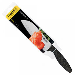 Нож поварской сантоку Filo 15см из нержавеющей стали, ширина 2см, длина 27,5см, пластмассовая ручка с покрытием soft-touch, ПВХ чехол-подвес, Regent (Китай) - Домашняя мода фото 2