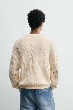 JERSEY DESAGUJADO TRENZAS / Blanco roto - Zara фото 3