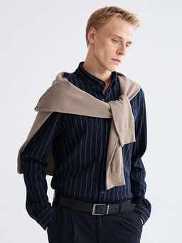 Regular Fit Uzun Kollu ?izgili Erkek G?mlek