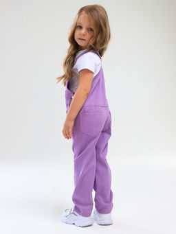 Полукомбинезон джинсовый для девочек - Синий мир фото 7