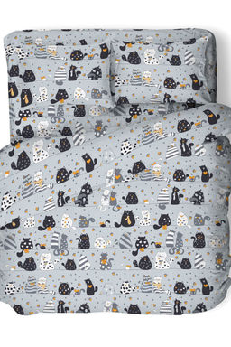 КПБ Коты бязь 1,5 сп с 1 наволочкой