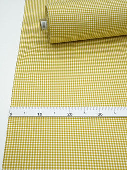 Сатин Клетка (0.3*0.3см) цв.горчично-желтый, ш.2.35м, хлопок-100%, 115гр/м.кв - Купава фото 4