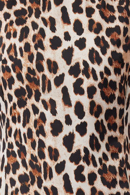 TRENDYOLMILLA Kahverengi Leopar Desenli Mini Saten Dokuma Elbise TWOSS24EL01065