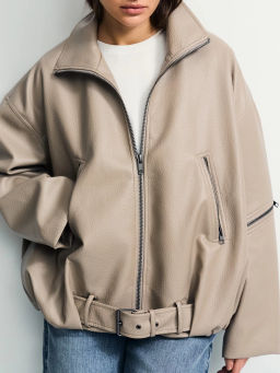 Куртка-бомбер из искусственной кожи с ремнем / Zarina