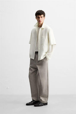 TEXTURED REGULAR FIT TROUSERS - Zara фото 24