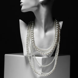 Бусы «Жемчуг», многоярусный 5 нитей, бусины №4, 6, 8, 10, цвет молочный в серебре, 70 см