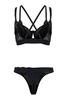 Siyah Dantel/Tul Capraz Baglama Detayl? Kaps?z Balenli Ic Camas?r? Tak?m? THMSS26CC00013 - Trendyolmilla фото 5