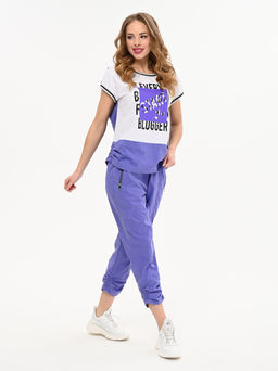 футболка Блузон из хлопчатобумажной ткани с яркими вставками и принтом - А+б коллекция фото 7