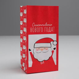 Цена за 10 шт. Пакет подарочный без ручек Счастливого Нового Года!, 10?19?7 см