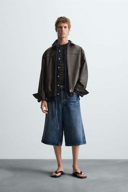 LEATHER EFFECT BOMBER JACKET