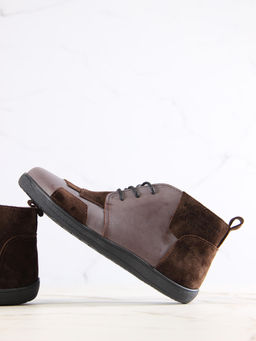 Ботинки 305.Натаbl. Вакса коричневая+корич замша/Байка