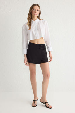 Siyah Mini Fiyonk Detayl? Dokuma Sort Etek TWOSS25SR00011 - Trendyolmilla фото 3