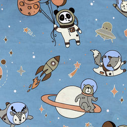 Детское постельное белье "Космонавты" Наволочка 70х70см, с клапаном-запахом, поплин 115г/м2, хлопок 100%, "Домашняя мода" (Россия)