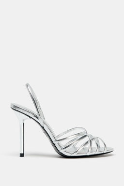 METALLIC-EFFECT HIGH-HEEL SANDALS