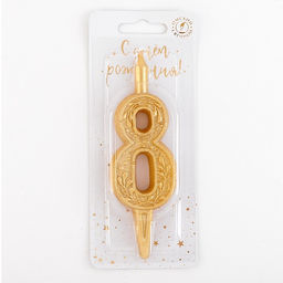 Свеча для торта цифра «Золотой узор», 10.2 см, цифра 8