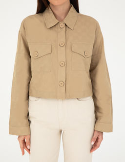 Bej Crop Top Uzun Kollu G_mlek - Pierre cardin фото 5