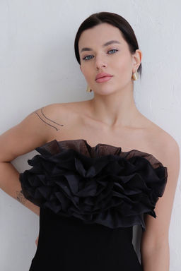 Боди чёрное из трикотажа в тонкий рубчик - Martichelli фото 5