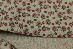 Муслин двухслойный с эф.фактурной стежки Винтажные розочки на серо-оливковом, ш.1.43м, хл-100% - Купава фото 5