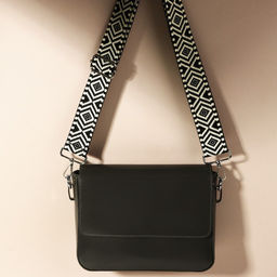 Ручка для сумки «Орнамент», стропа, 135±3×3.8 см, чёрная, белая