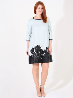 Платье с аппликацией из экокожи А-силуэта - Almond фото 2