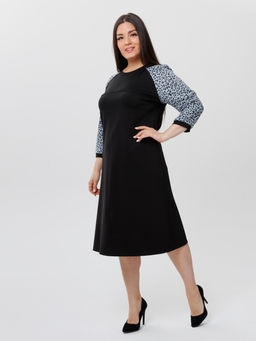 Платье женское П-182 (нейлон г/к/жаккард принт) Серая - Elenatex фото 9