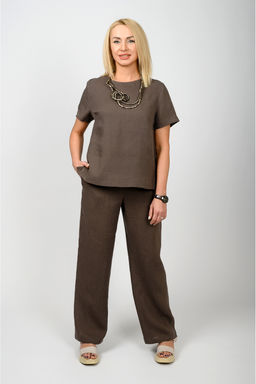 Комфортная базовая блуза 100% лен 0111Л - Новый лен фото 2