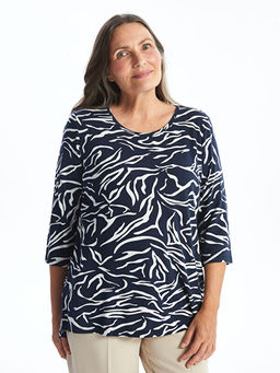 Bisiklet Yaka Desenli Kad?n Bluz