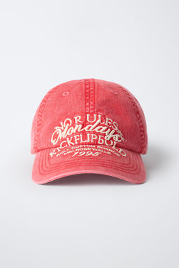 GORRA EFECTO LAVADO TEXTO BORDADO / Rojo - Zara фото 4