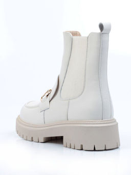 01-5273-2 WHITE Ботинки демисезонные женские (натуральная кожа, байка)