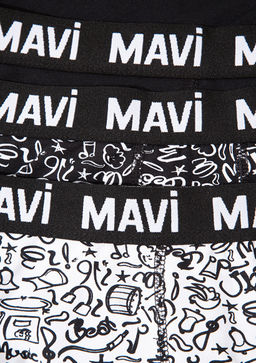 3lu Bask?l? Siyah Boxer - Mavi фото 5