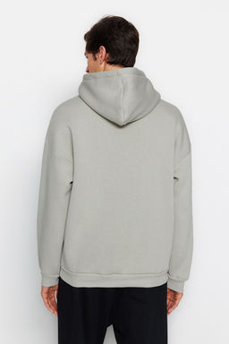 TRENDYOL MAN Turuncu %100 Pamuk Kapusonlu / Genis Kesim Kolej Bask?l? Ici Polarl? Sweatshirt TMNAW24SW00063 - Trendyolmilla фото 8