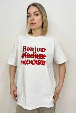 K12487 Футболка OVER SIZE (плотный хлопок) БЕЛЫЙ