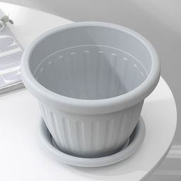 Горшок для цветов с поддоном Сильвер ЭКО, 1.9 л, d=18 см, светло-серый - Simaland фото 8