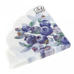 Салфетки бумажные Art Bouquet Rondo д32см, 3-х слойные, 12 штук в упаковке, 100% целлюлоза, Черника (Россия)
