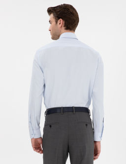 A__k Mavi Slim Fit Uzun Kollu Basic G_mlek