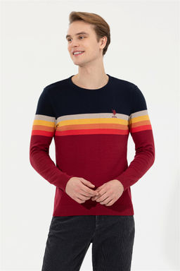 Мужской трикотажный свитер вишневого цвета с круглым вырезом Неожиданная скидка в корзине - U.s. polo assn фото 4