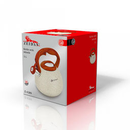 Чайник из нержавеющей стали "Zeidan" 3л, со свистком, литой корпус, внешнее антипригарное мраморное покрытие, устойчивое к высоким температурам, фиксированная прорезиненная ручка "под дерево", курковый механизм, индукционное дно, подарочная коробка (