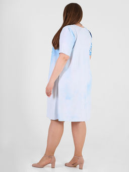 Платье нарядное с цветочным принтом спереди - Almond фото 3